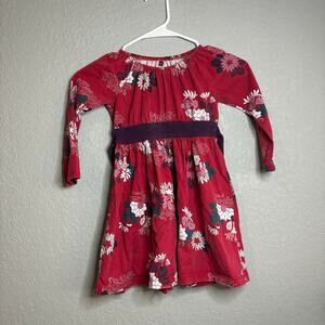 Tea Collection Girls 4T Dress Red Purple Floral Long Sleeved